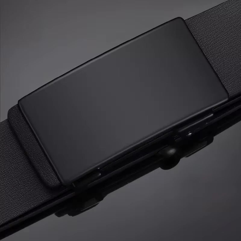 Black Automatic Buckle Business Leather Belt Pointed Toe Shallow High Heel Shoe ( Standard Delivery )